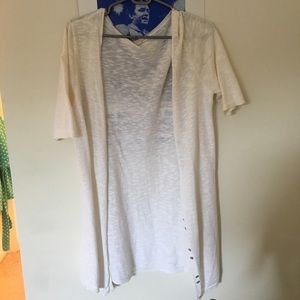 Short sleeved white cardigan